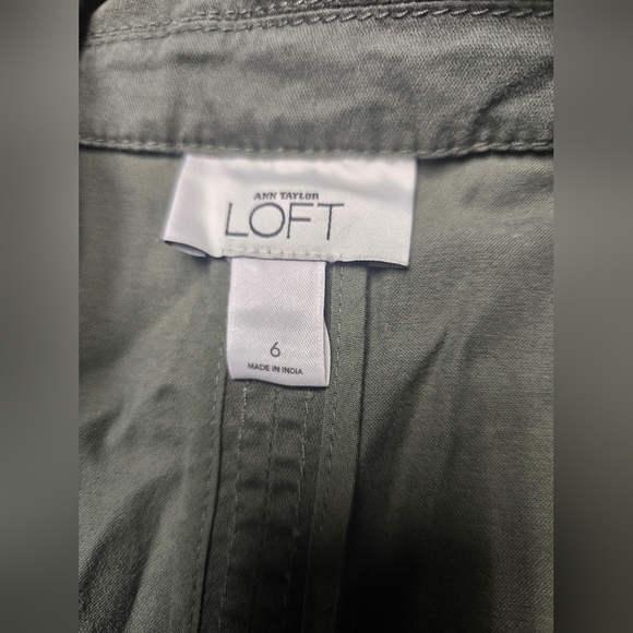 Ann Taylor Loft Jacket Small 6 Green Cargo Utility Military Long Sleeve Womens - Picture 8 of 9
